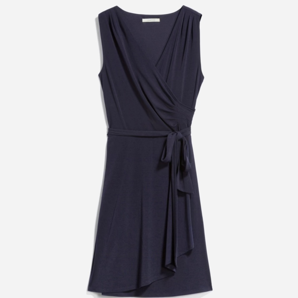 41 HAWTHORN
Tristana Essential Knit Faux Wrap Dress, Navy Blue. Size M in Women